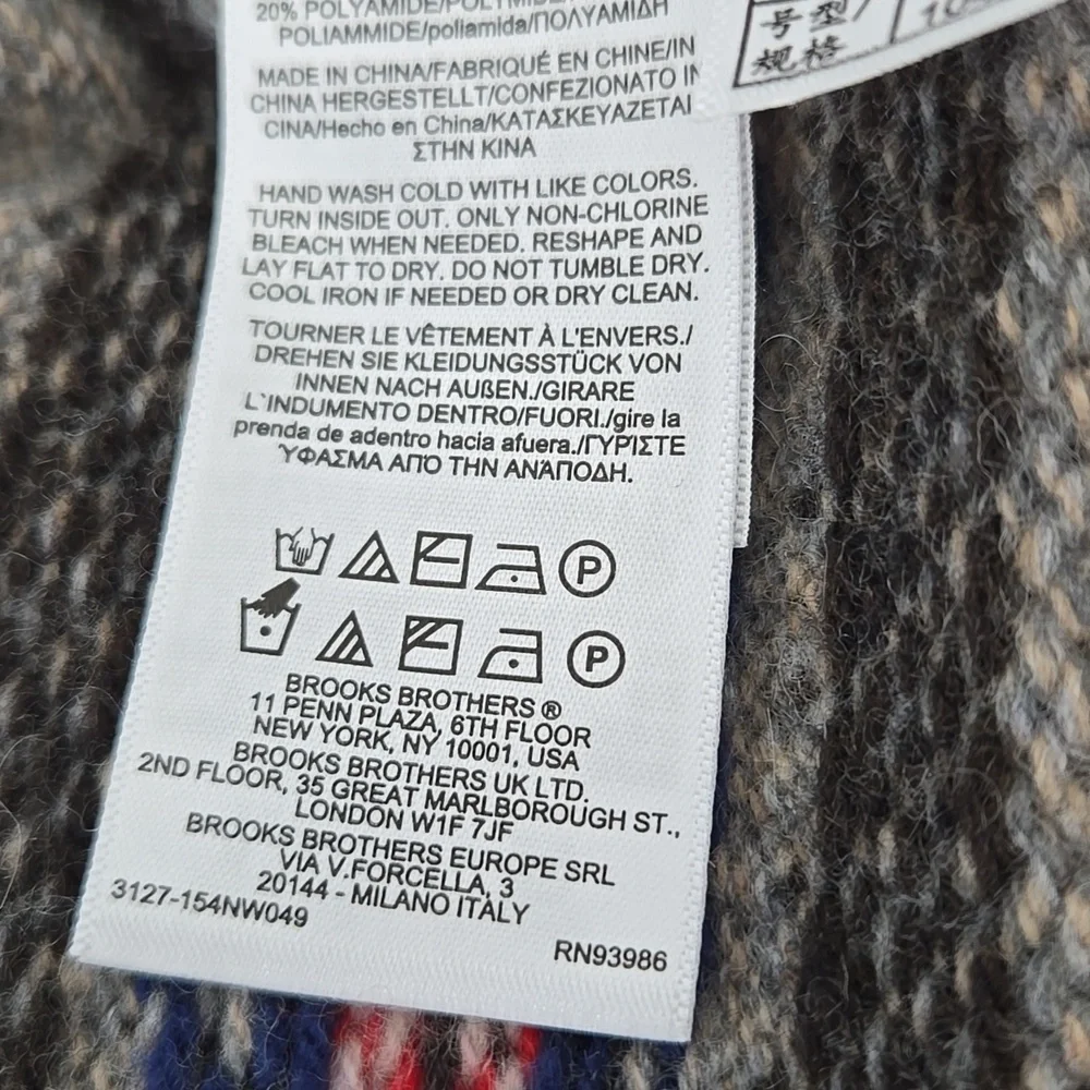 Brooks Brothers Sweater Mens Large Gray Merino Wool Blend Knit Crew Neck Grandpa